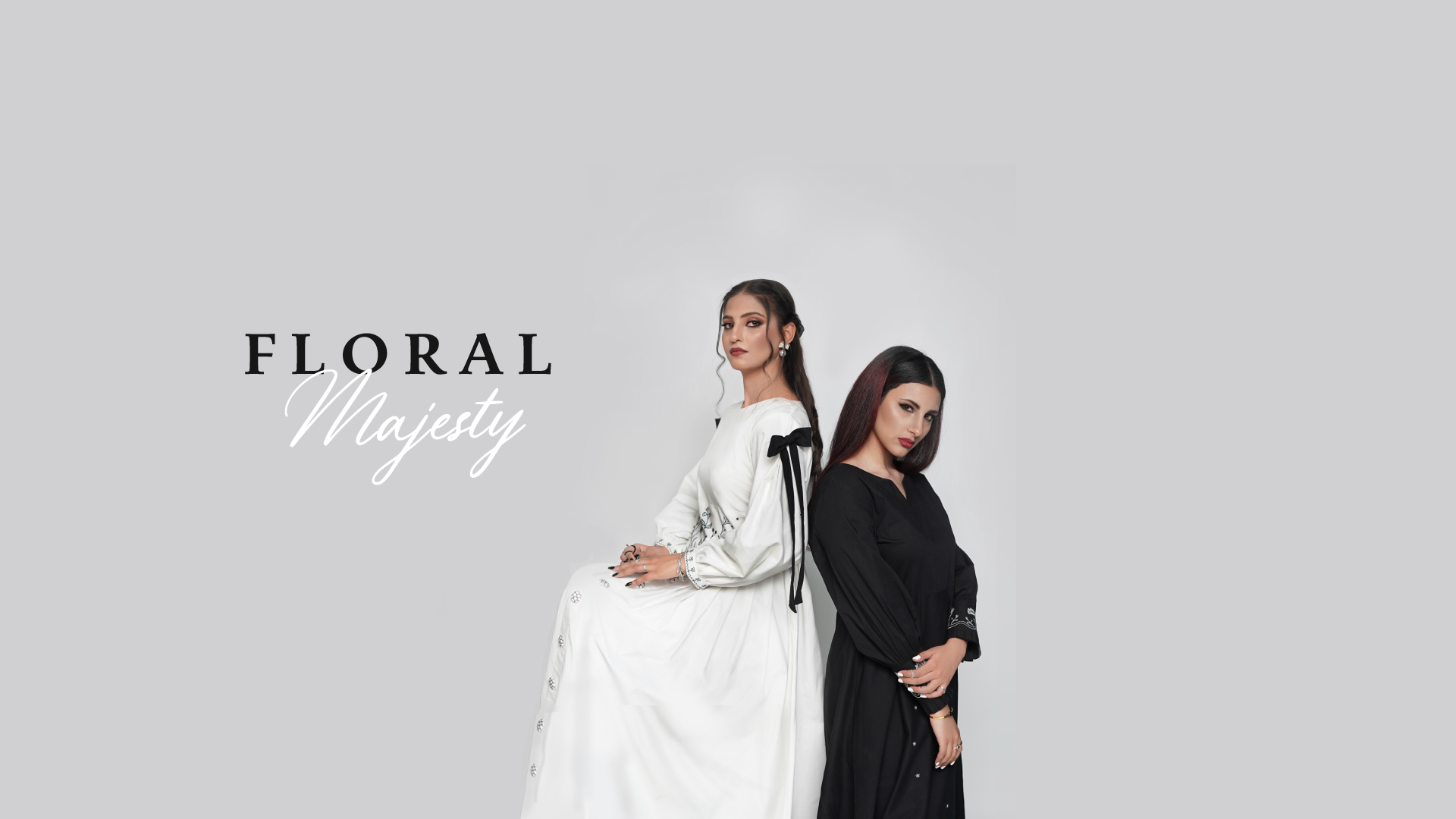 White frock with black embroidery - Black frock with white floral embroidery