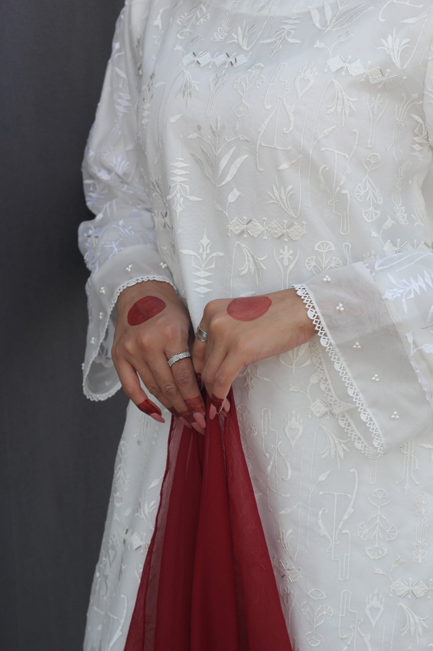 Sehr - White Organza Embroidered Suit (3-piece)