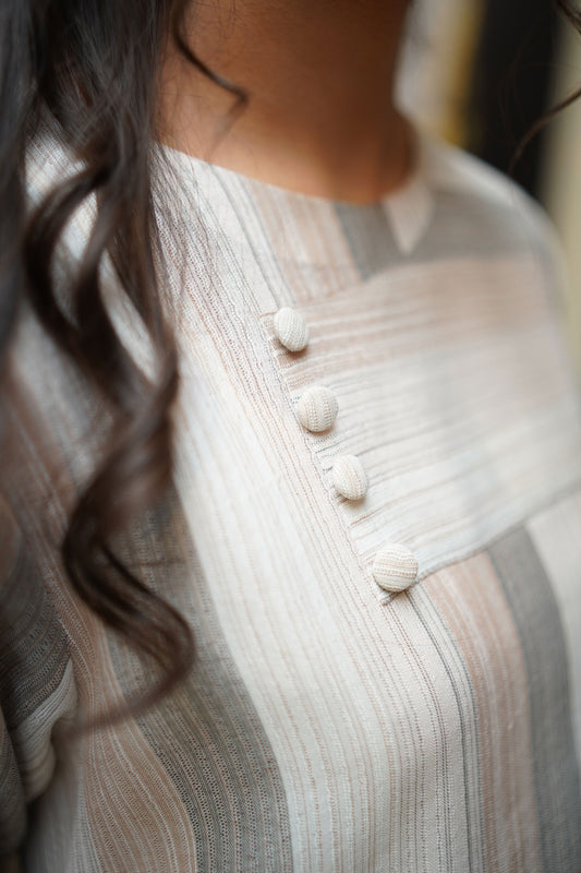 Striped button-down kurta shirt – casual striped women’s kurta