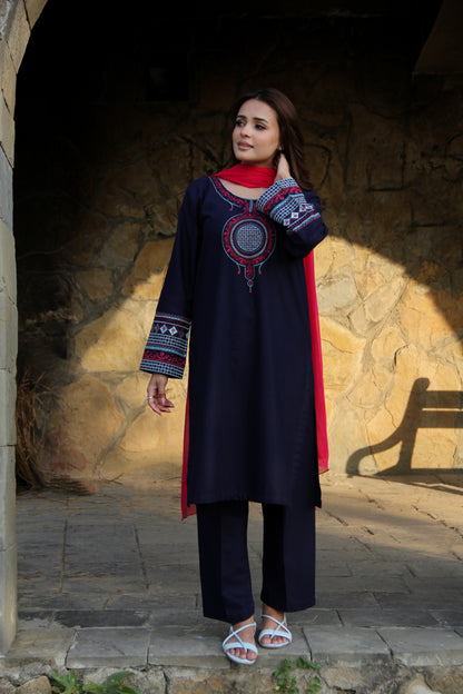 NAVYNEST EMBROIDERED KHADDAR SUIT (2-PIECE)