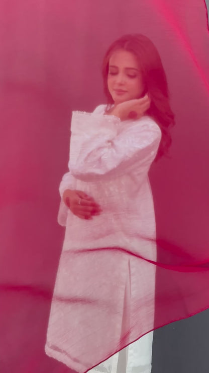 Sehr - White Organza Embroidered Suit (3-piece)